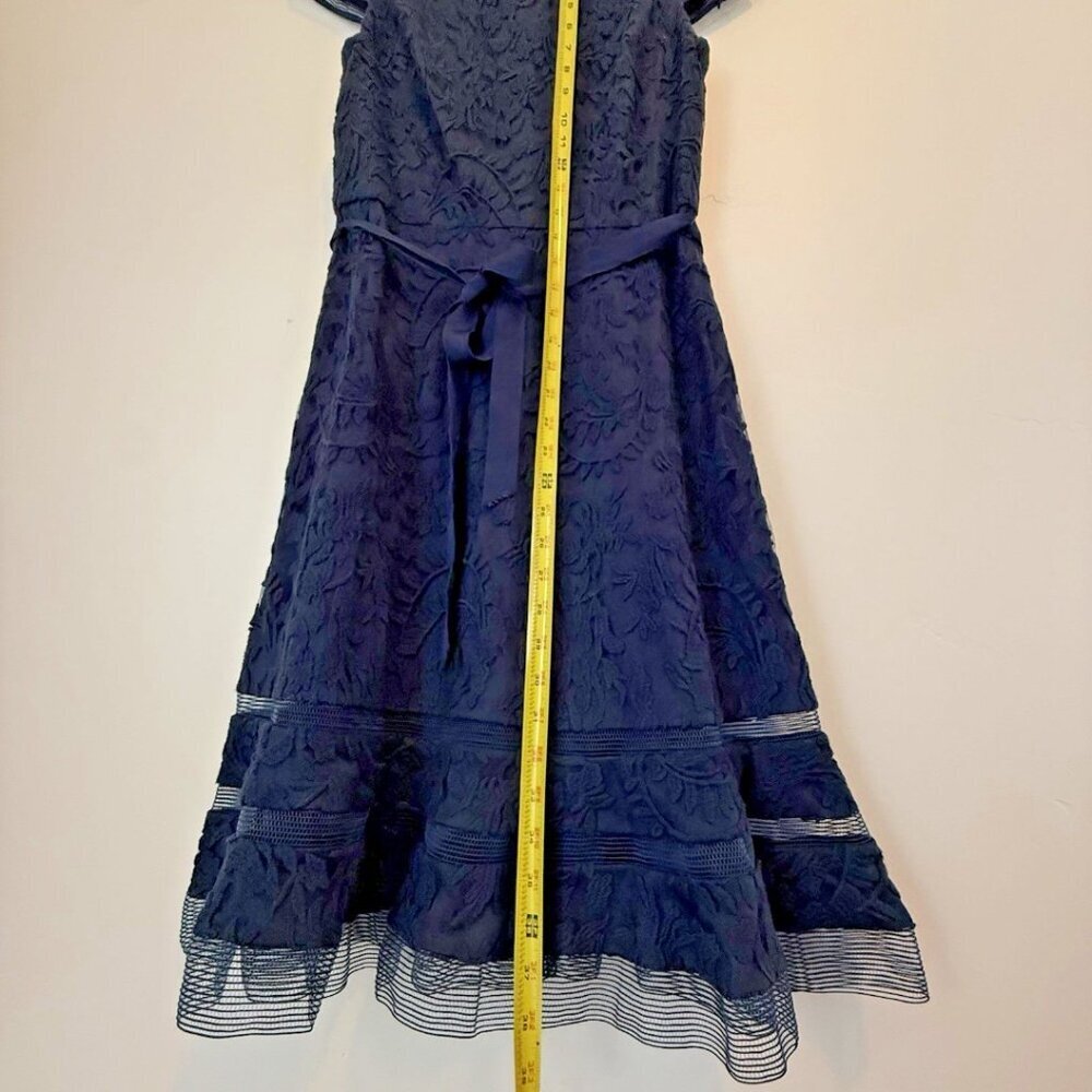 Adrianna Papell Lace Fit & Flare Dress Navy Blue women tie lance luxury size 6 - Picture 7 of 12